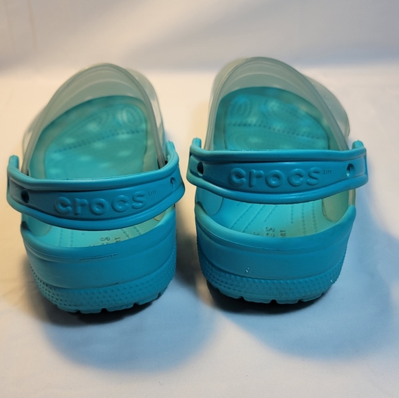Crocs Shoes Unisex Mens 4 Womens 6 Classic Translucent Clog Digital Aqua - Picture 7 of 10